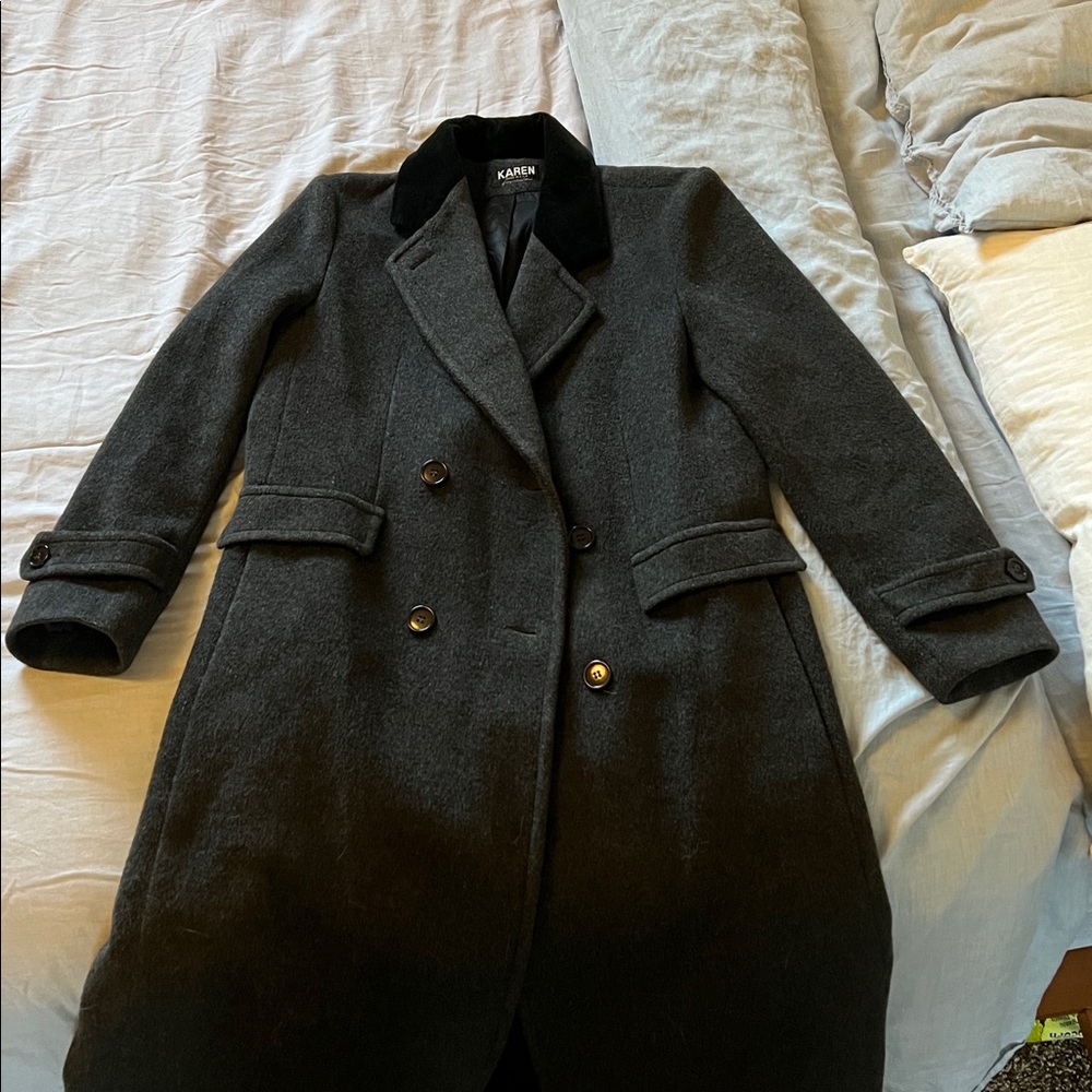 Vintage WOOL dark grey coat - Picture 7 of 9